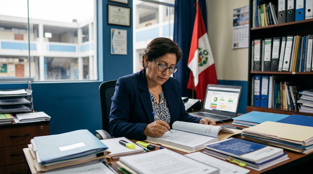 Docente revisando información para cargos directivos